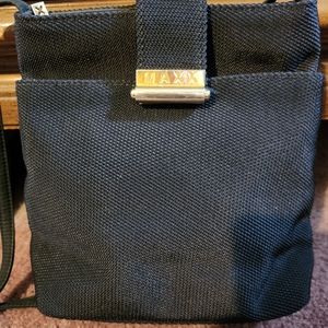 Crossbody black fabric bag